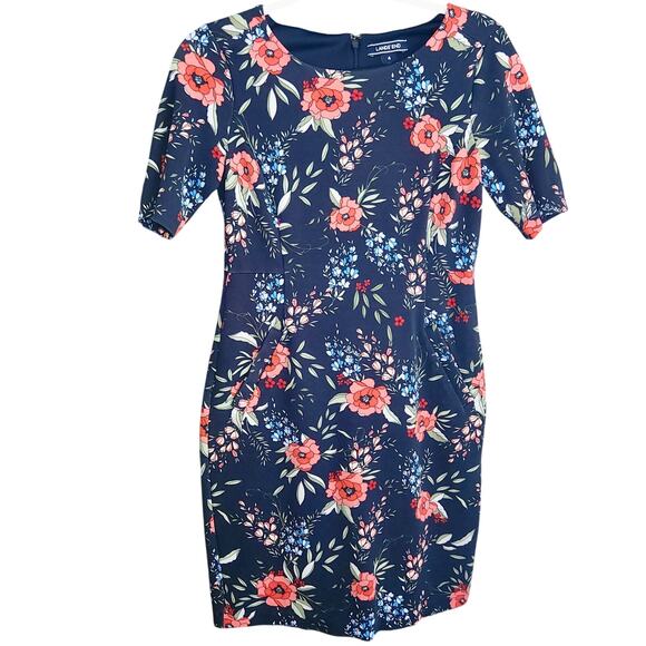 Lands' End Dresses & Skirts - NEW Land's End Floral Ponte Knit Navy Sheath Dress Small Preppy Gilmore